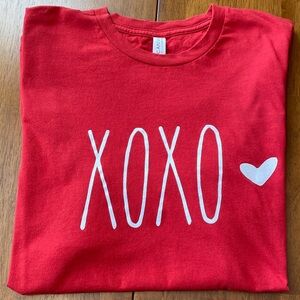 Bella Canvas Red Tee with XOXO and Heart Design Rae Dunne Style/Font Size XL